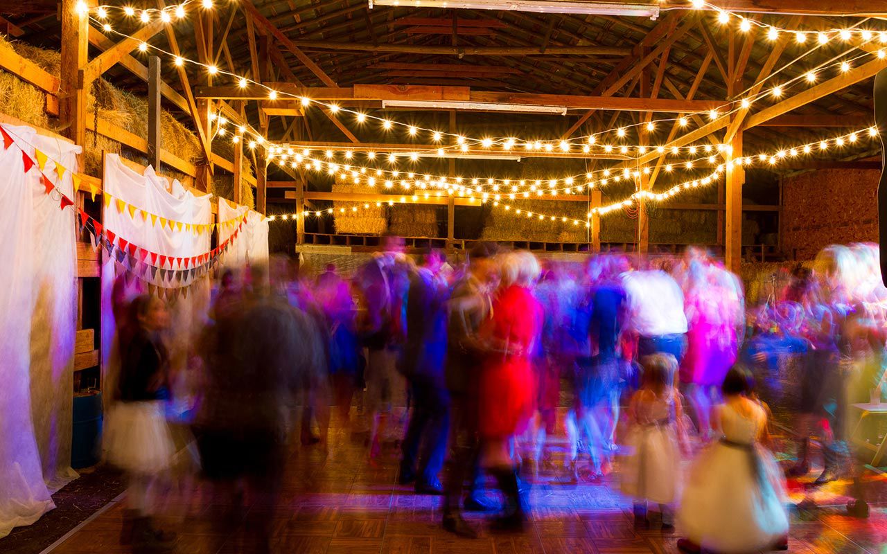 barn wedding dancing